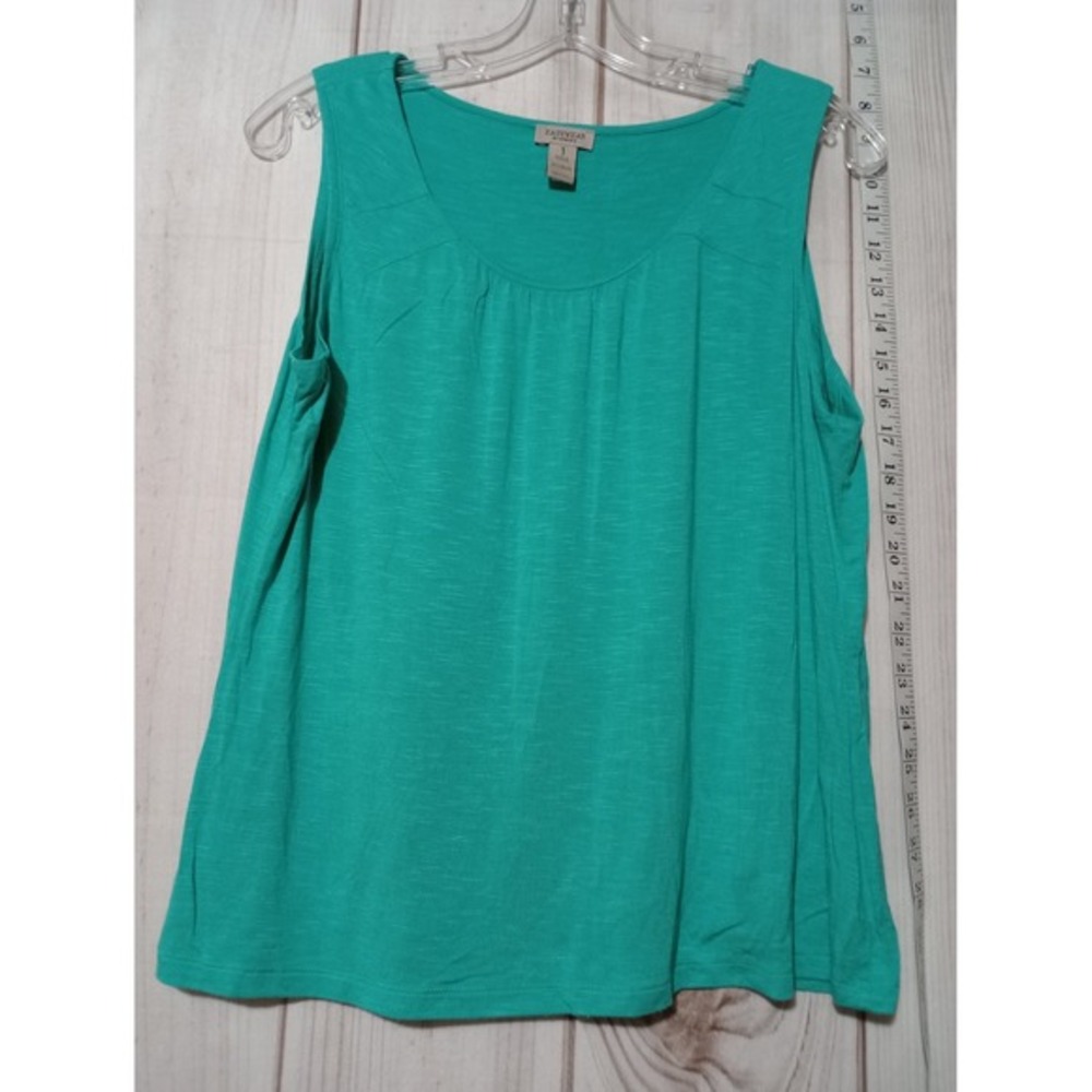 Chicos 1 EasyWear‎ Tank Top Womens Size M Teal Sleeveless Stretch Rayon Spandex